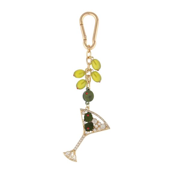 Jewelry - 6739 Martini Olive Cute Green Keychains | Bag Charms for Handbags | Gold